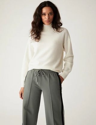 M&S Collection + Textured Funnel Neck Relaxed Jumper