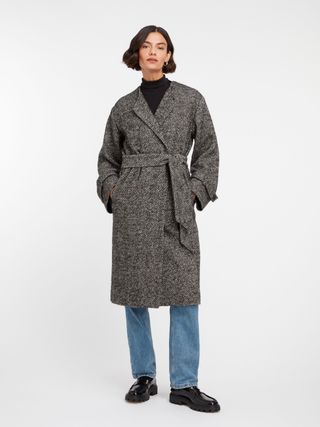 Omnes + Aya Wrap Coat in Black & White