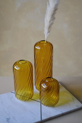 Spicer and Wood + Set of Three Amber Vases