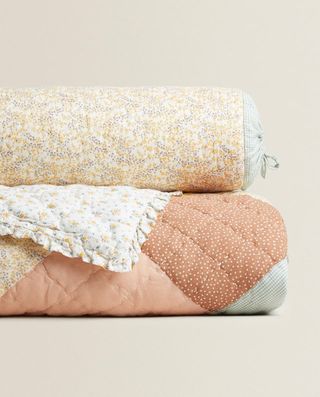 Zara Home + Patchwork Quilt With Ruffle Trim