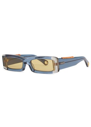 Jacquemus + Les Lunettes 97 Navy Rectangle-Frame Sunglasses
