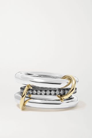 Spinelli Kilcollin + Libra Set of Three Rhodium-Plated, Sterling Silver and 18-Karat Gold Diamond Rings