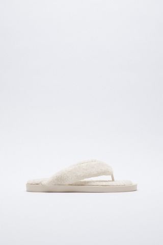 Zara + Faux Fur Low Heel Sandals