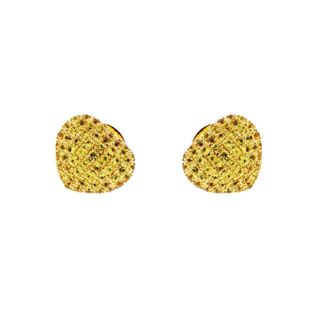 Theo Fennell + Yellow Sapphire Pave Heart Yellow Gold Earrings