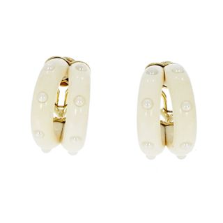 Seaman Schepps + Mamoth With Pearls Accent Yellow Gold Earrings