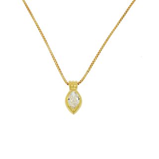 Manfredi Jewels + Marquise Shaped Diamond Yellow Gold Pendant
