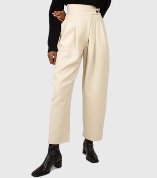 Glassworks London + Cream Double Side Button Loose Fit Trousers