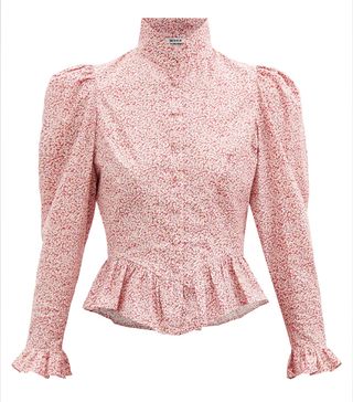Batsheva + Grace Floral-Print Puff-Sleeved Cotton Blouse