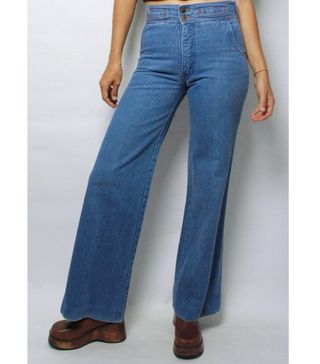 Vintage + 1970s High Waist Wide Leg Jeans