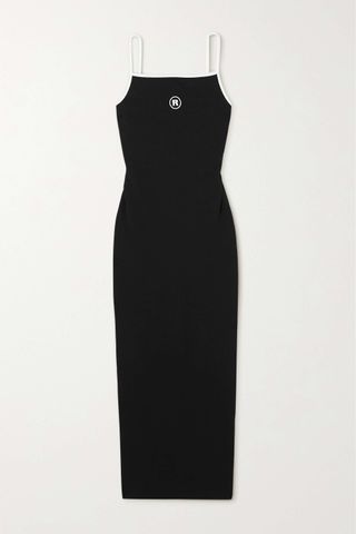 Rotate Birger Christensen + + Net Sustain Embroidered Ribbed Stretch Organic Cotton Maxi Dress