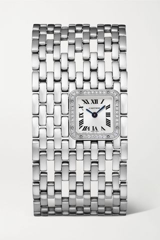 Cartier + Panthère De Cartier Manchette 22mm Rhodium-Finish 18-Karat White Gold and Diamond Watch