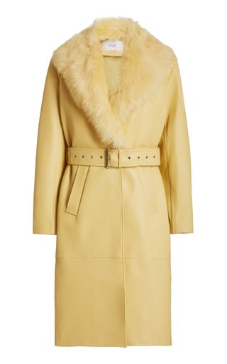 Common Leisure + You & Me Shearling-Trimmed Leather Trench Coat