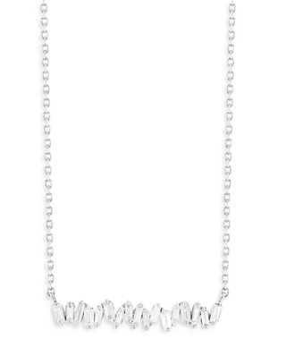 Suzanne Kalan + 18K White Gold Diamond Bar Pendant Necklace