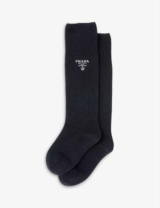 Prada + Logo-Embroidered Wool and Cashmere-Blend Socks