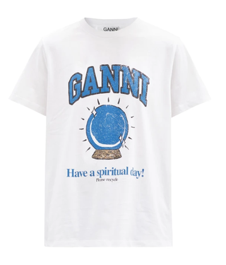 Ganni + Crystal-Ball Print Cotton-Jersey T-Shirt
