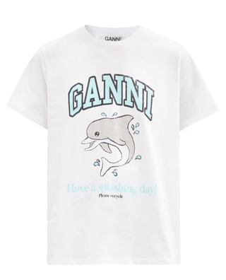Ganni + Dolphin-Print Organic Cotton-Jersey T-Shirt
