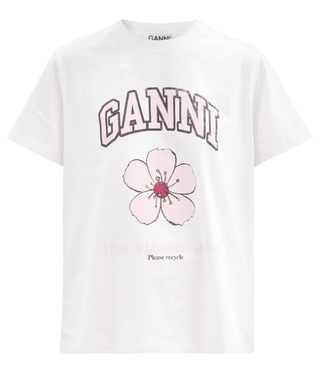 Ganni + Flower-Print Cotton-Jersey T-Shirt