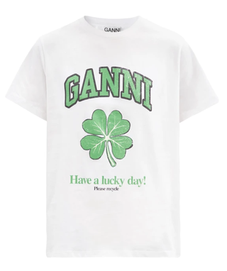 Ganni + Four-Leaf Clover-Print Cotton-Jersey T-Shirt