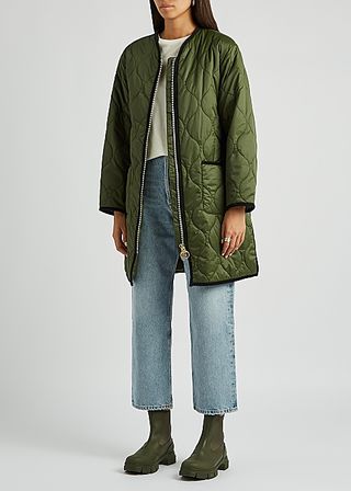 Barbour by Alexachung + Billie Green Quilted Shell Jacket