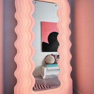 Vintage + Wavy Pink Mirror in the Ultrafragola Style