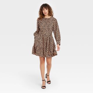 Who What Wear + Balloon Long Sleeve Tiered Dress