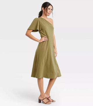 Who What Wear + Off Shoulder Puff Short Sleeve Dress