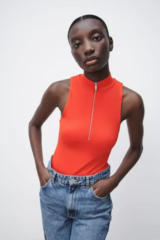 Zara + Zippered Bodysuit