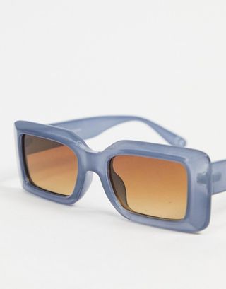 ASOS Design + Recycled Frame Mid Square Sunglasses With Bevel in Blue