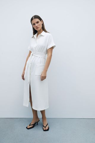 Zara + Belted Shirt Dress