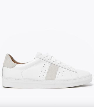M&S Collection + Leather Lace Up Side Stripe Trainers