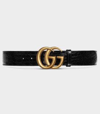 Gucci + Crocodile Belt With Double G Buckle