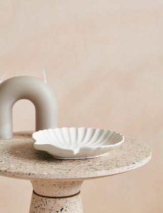 Rose and Grey + Medium White Ceramic Shell Plate