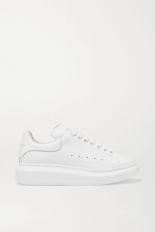 Alexander McQueen + Leather Exaggerated-Sole Sneakers