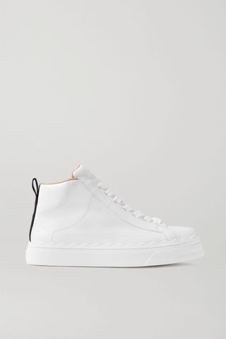 Chloé + Lauren Scalloped Leather High-Top Sneakers