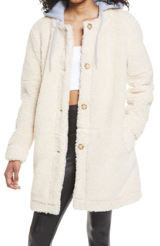 BP. + Long Hooded Teddy Coat