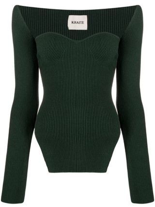 Khaite + Maddy Sculpted Ribbed-Knit Top