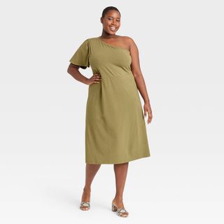 Who What Wear x Target + Off Shoulder Puff Short Sleeve Dress