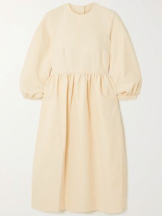 &Daughter + Rosalie Gathered Organic Cotton-Jacquard Midi Dress