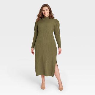 Who What Wear + Puff Long Sleeve Sweater Dress