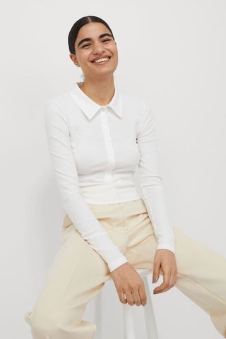 H&M + Collared Ribbed Top