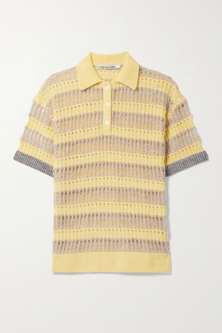 Andersson Bell + Moana Striped Open-Knit Polo Shirt