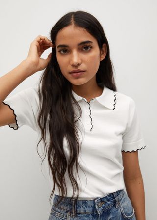Mango + Knit Contrast Trim Polo Shirt