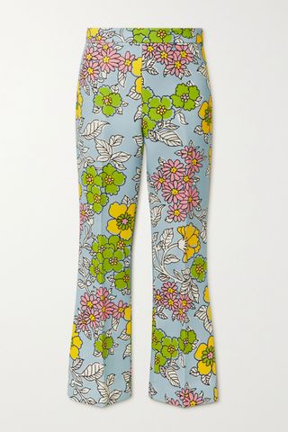 Tory Burch + Floral-Print Crepe Flared Pants