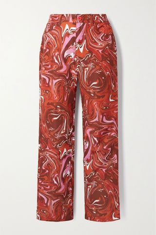 Maisie Wilen + Jet Printed Shell Straight-Leg Pants