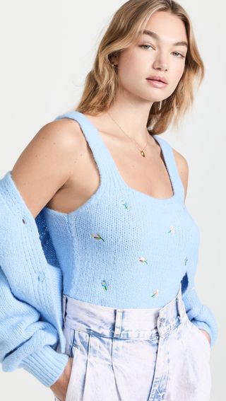 English Factory + Embroidered Knit Top