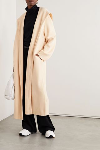 The Row + Eliona Belted Hooded Merino Wool-Blend Coat