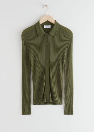 & Other Stories + Fitted Ribbed Knit Cardigan