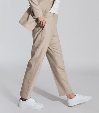 Reiss + Emily Oatmeal Slim Fit Tailored Trousers