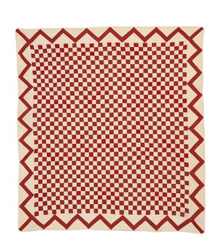 Vintage + Checkerboard Quilt With Zigzag Border