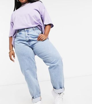 ASOS Design + High Rise Slouchy Mom Jeans in Lightwash